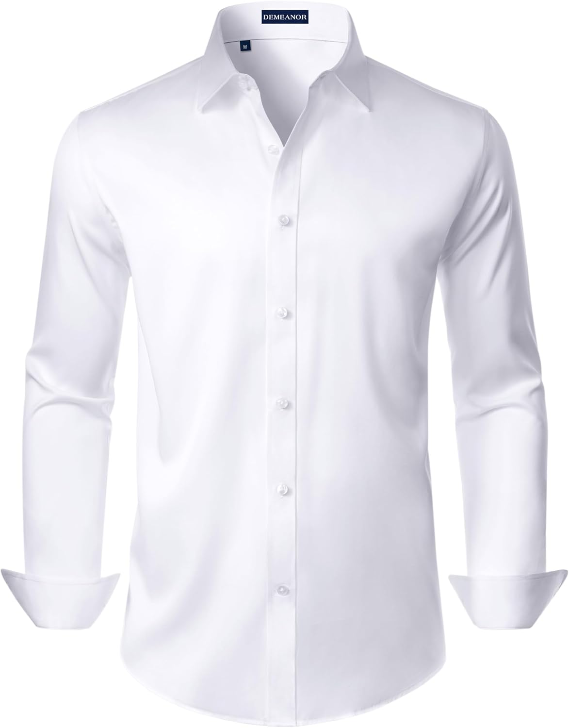 DEMEANOR Mens Dress Shirt Long Sleeve Stretch Wrinkle Free Wedding Formal Business Button Down Shirt