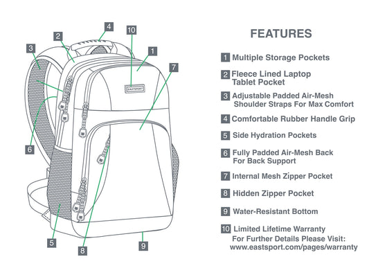 Eastsport Unisex Fusion Dome Backpack, Black