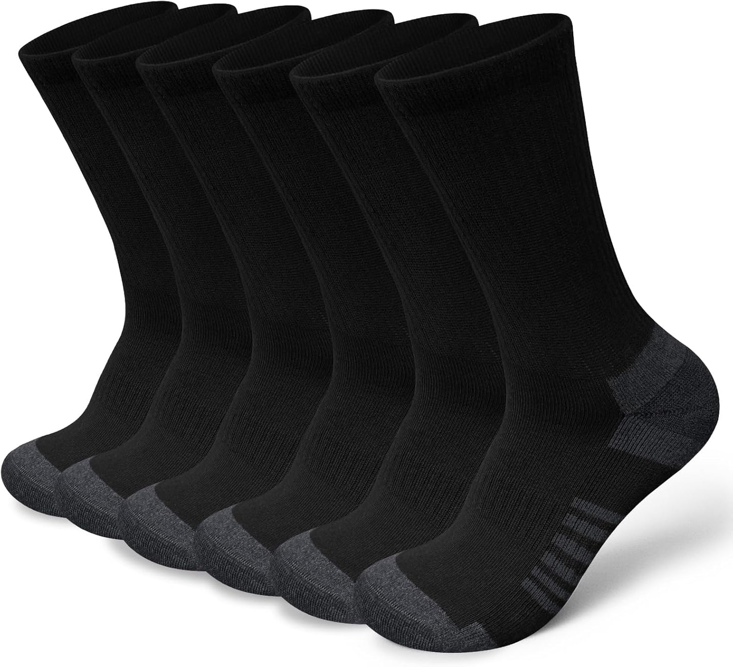 Cotton Crew Socks for Work Hiking, Thermal Warm Winter Boot Sock Cushioned Moisture Athletic Sports Running (6 Pairs)