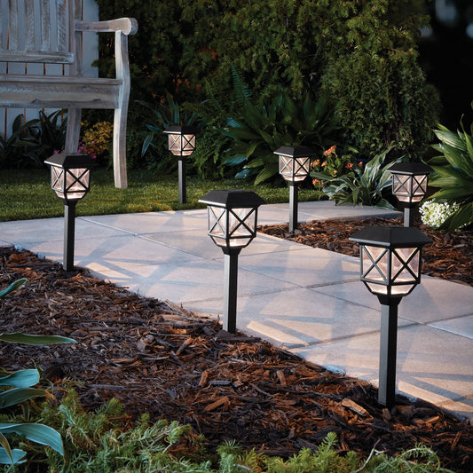 Mainstays Solar Black Square 8 Lumens LED Landscape Pathway Light with Plastic Lens (6 Count)