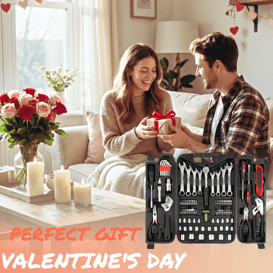 TLGREEN 95-Piece Mechanics Tool Set, Car Tool Kit with Adjustable Wrench, Pliers, Sockets & Bits, Perfect Gift for Father, Husband, and Friend (Red)