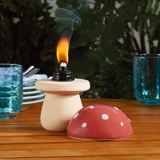 Mainstays Ceramic Mushroom Tabletop Torch for Outdoor Use with Fiberglass Wick