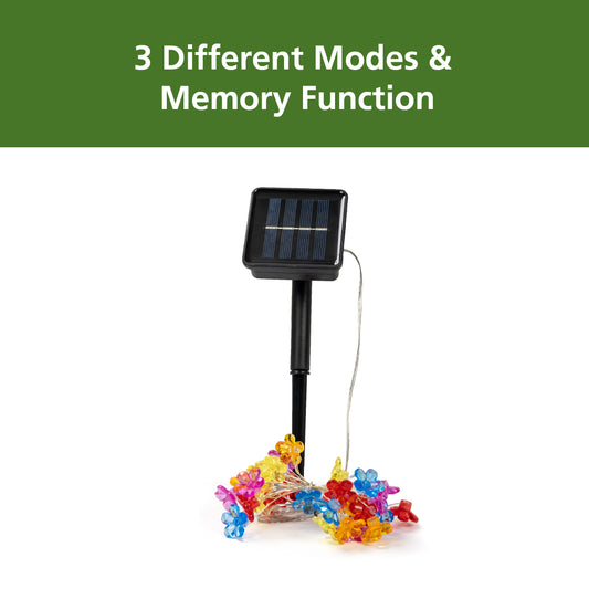 Mainstays 30-Count Solar Multicolor Flower Outdoor LED Fairy String Lights