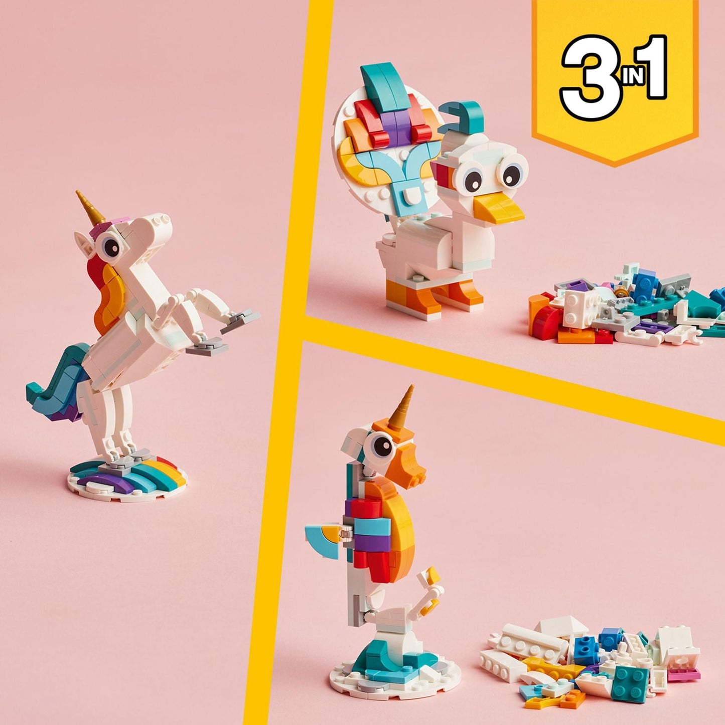 LEGO Creator 3 in 1 Magical Unicorn - Building Toy Set With 3 Building Options, Unicorn, Seahorse, or Peacock - Learning Toy for Kids, Girls & Boys, Ages 7+ - Easter Basket Stuffers - 31140