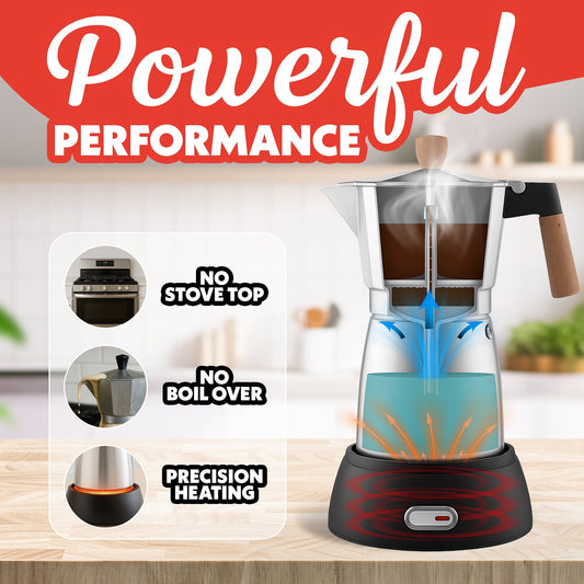 Gourmia Electric Moka Espresso Maker, 3–6 Cup, 550W, Silver