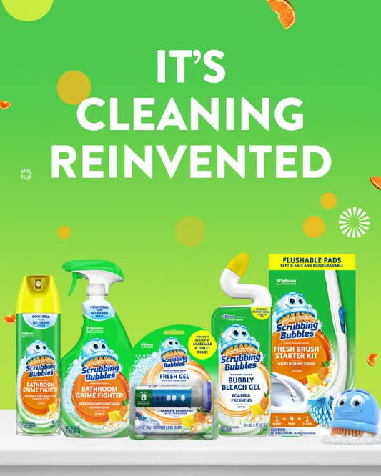 Scrubbing Bubbles Bathroom Grime Fighter, Disinfectant Cleaner Aerosol, Citrus, 20 oz, 2 Count