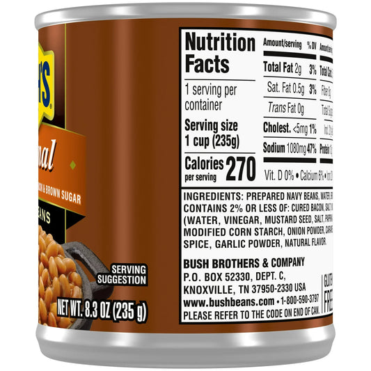 Bush's Original Baked Beans, Canned Beans, 8.3 oz Can