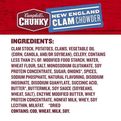 Campbell’s Chunky New England Clam Chowder, 18.8 oz