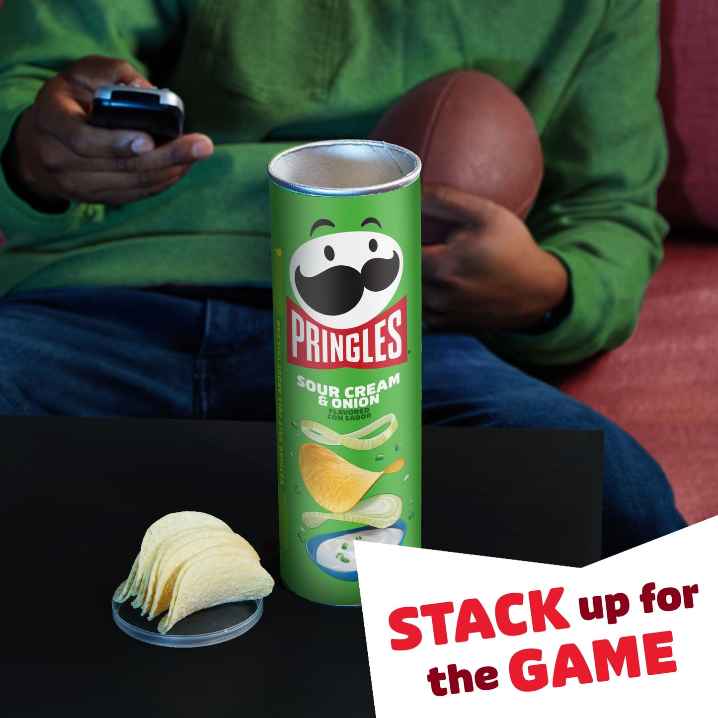 Pringles Sour Cream and Onion Potato Crisps Chips, Lunch Snacks, 5.5 oz Canister