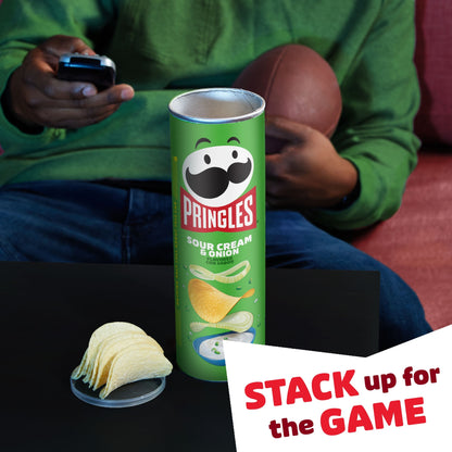 Pringles Sour Cream and Onion Potato Crisps Chips, Lunch Snacks, 5.5 oz Canister