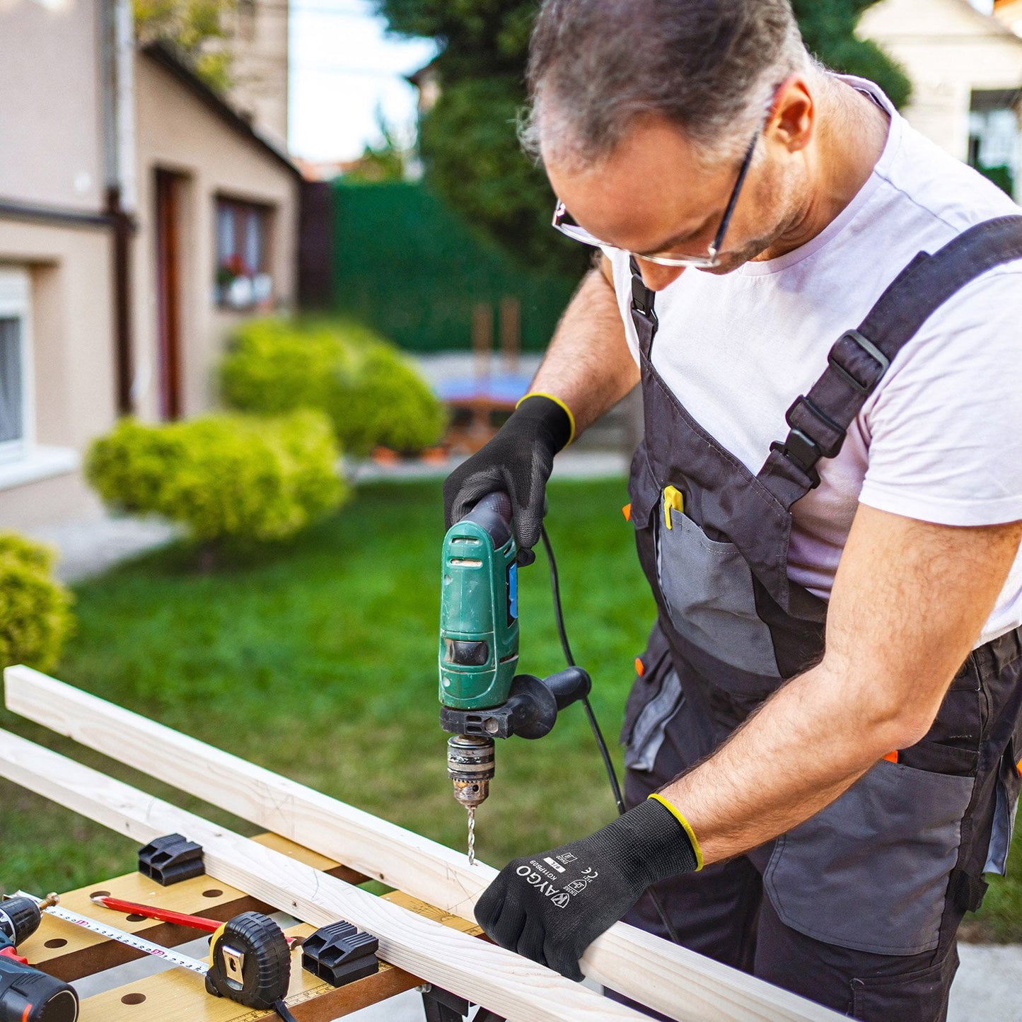 KAYGO PU Coated Work Gloves, 12 Pairs, Black 2XL