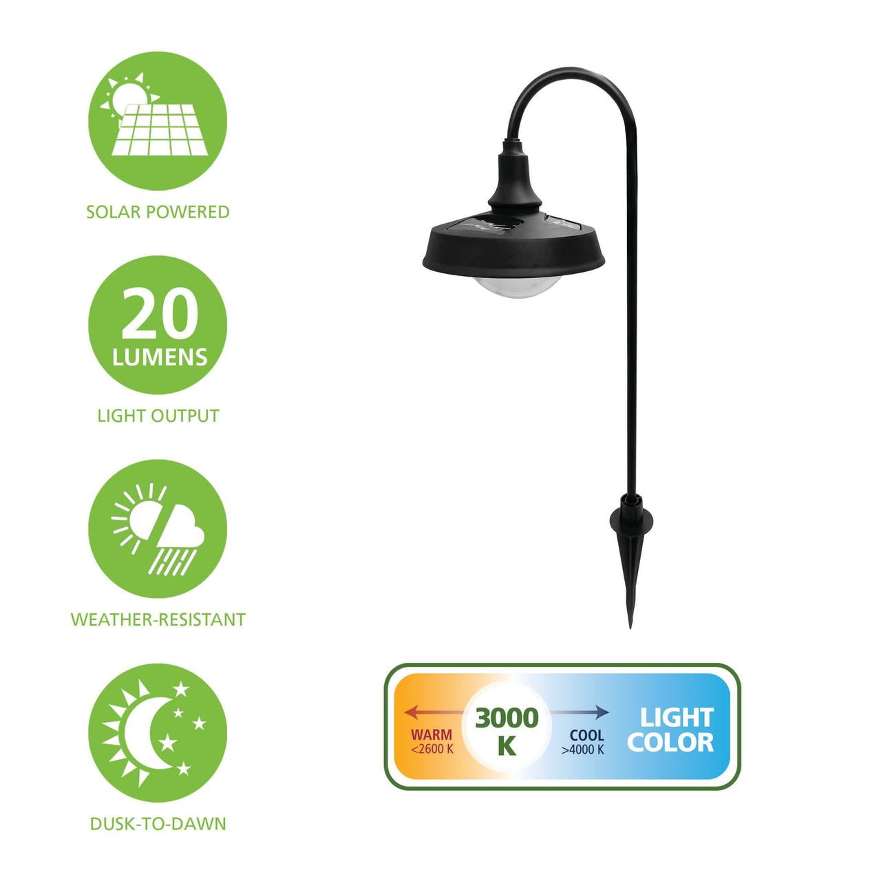 Corbyn Solar LED Pathway Light – Matte Black, 20 Lumens