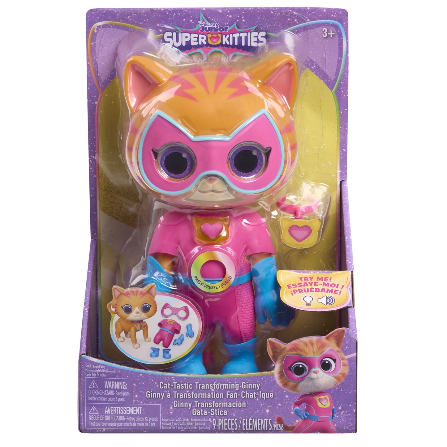 Disney Junior SuperKitties Cat-Tastic Transforming Ginny - Interactive Electronic Toy for Kids, Ages 3 and Up