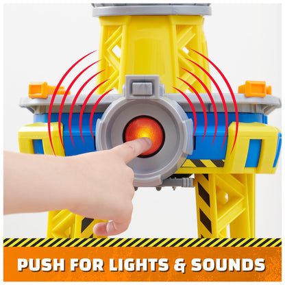 PAW Patrol, Rubble & Crew Bark Yard Crane Tower Playset with Action Figure and Vehicle, for Kids Age 3 and up