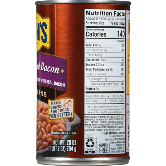 Bush's Maple and Cured Bacon Baked Beans, Canned Beans, 28 oz