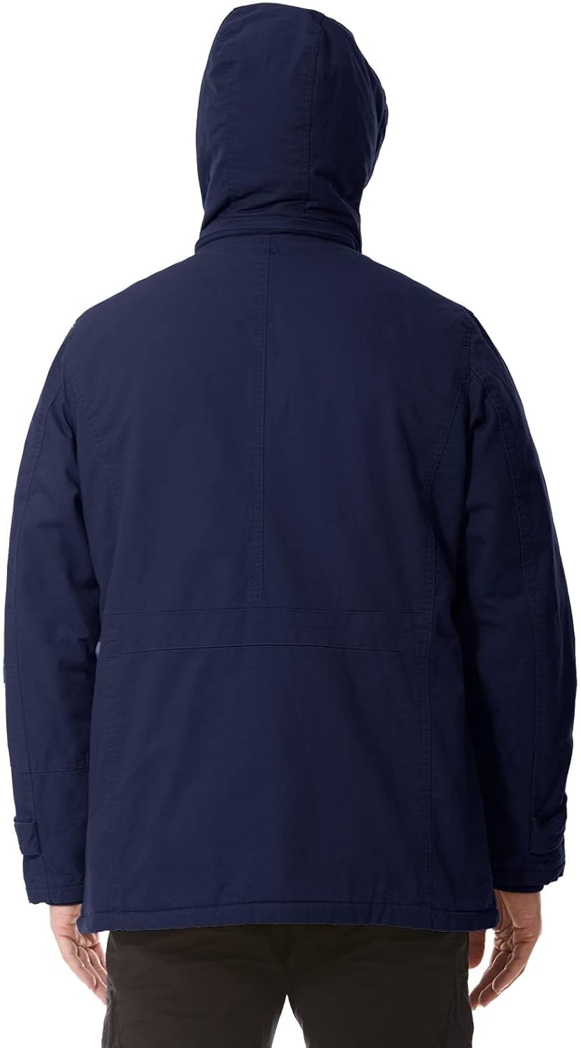 Mens Jacket Winter Casual Fleece Lined Cotton Thick Military Tactical Hooded Work Coats with Cargo Pockets