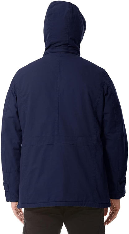 Mens Jacket Winter Casual Fleece Lined Cotton Thick Military Tactical Hooded Work Coats with Cargo Pockets