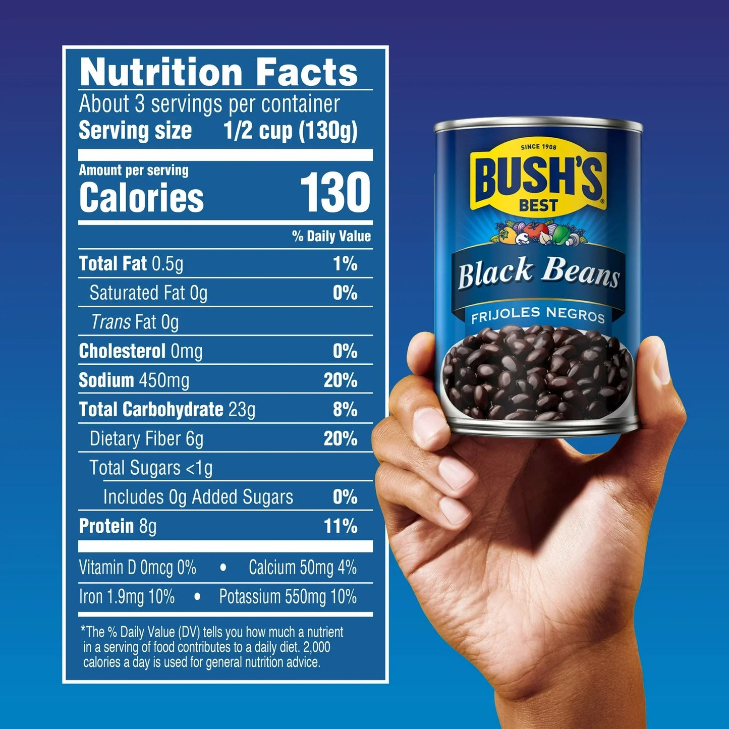 Bush's Black Beans, Canned Beans, 15 oz