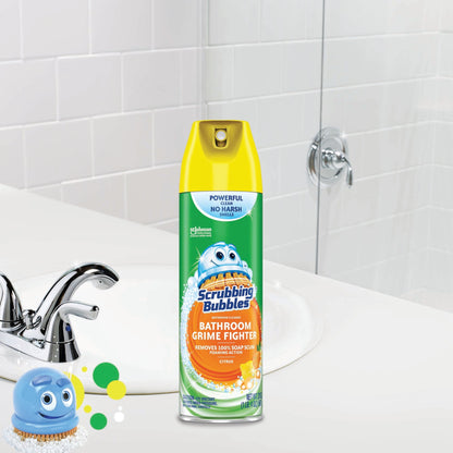 Scrubbing Bubbles Bathroom Grime Fighter, Disinfectant Cleaner Aerosol, Citrus, 20 oz, 2 Count