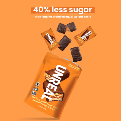 UNREAL Dark Chocolate Caramel Peanut Nougat Bars, 3.4oz