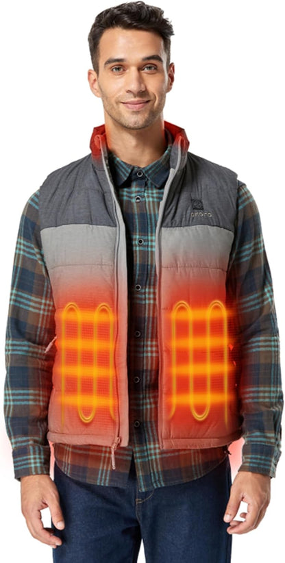 ORORO Men's Lightweight Heated Vest with USB-C Rechargeable Battery, Puffer Classic Heating Vest