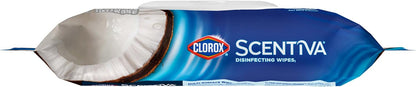 Clorox Scentiva Wipes, Coconut & Waterlily, 75 ct x 3