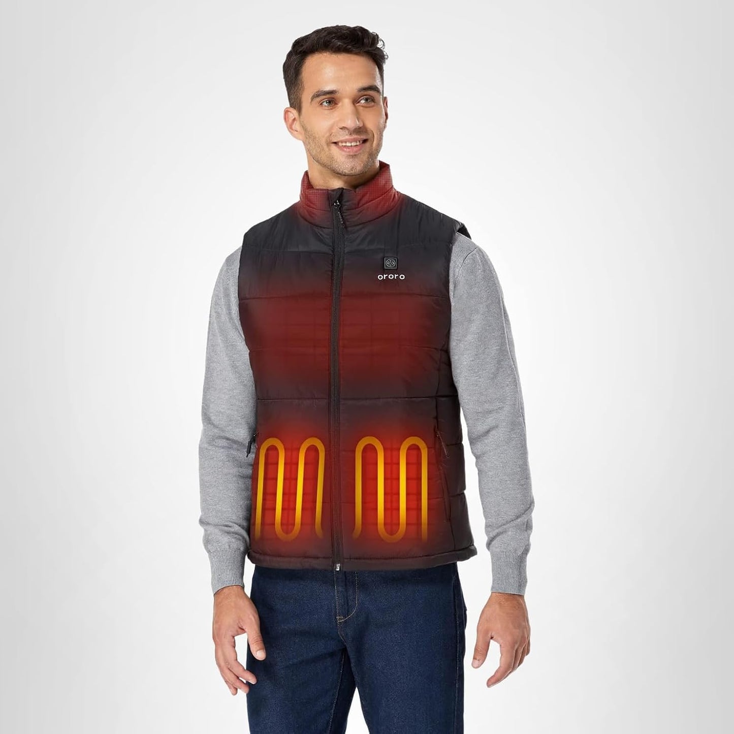 ORORO Men's Lightweight Heated Vest with USB-C Rechargeable Battery, Puffer Classic Heating Vest