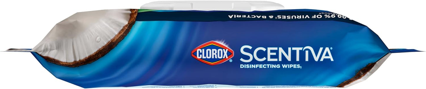 Clorox Scentiva Wipes, Coconut & Waterlily, 75 ct x 3