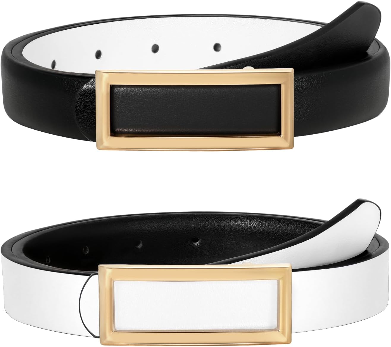 SUOSDEY Women Reversible Leather Belts for Jeans Pants Dresses Ladies Fashion Belts with Gold Buckle, 0.9" Width