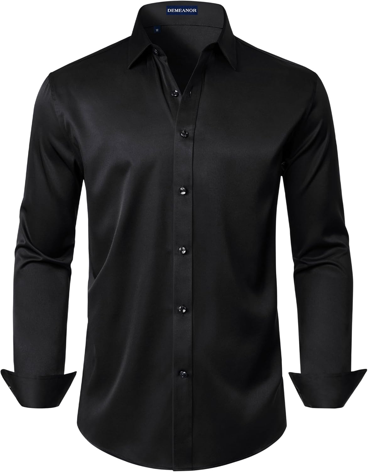 DEMEANOR Mens Dress Shirt Long Sleeve Stretch Wrinkle Free Wedding Formal Business Button Down Shirt
