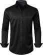 DEMEANOR Mens Dress Shirt Long Sleeve Stretch Wrinkle Free Wedding Formal Business Button Down Shirt