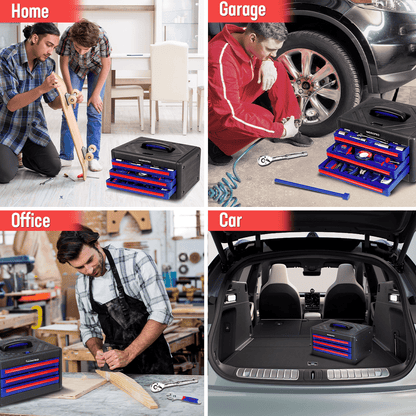 WORKPRO 125-Piece Auto Repair Tool Set,Mechanics Tool Set, General Household Home Repair Tool Kit with 3-Drawer Heavy Duty Metal Box,Hand Tool Kit