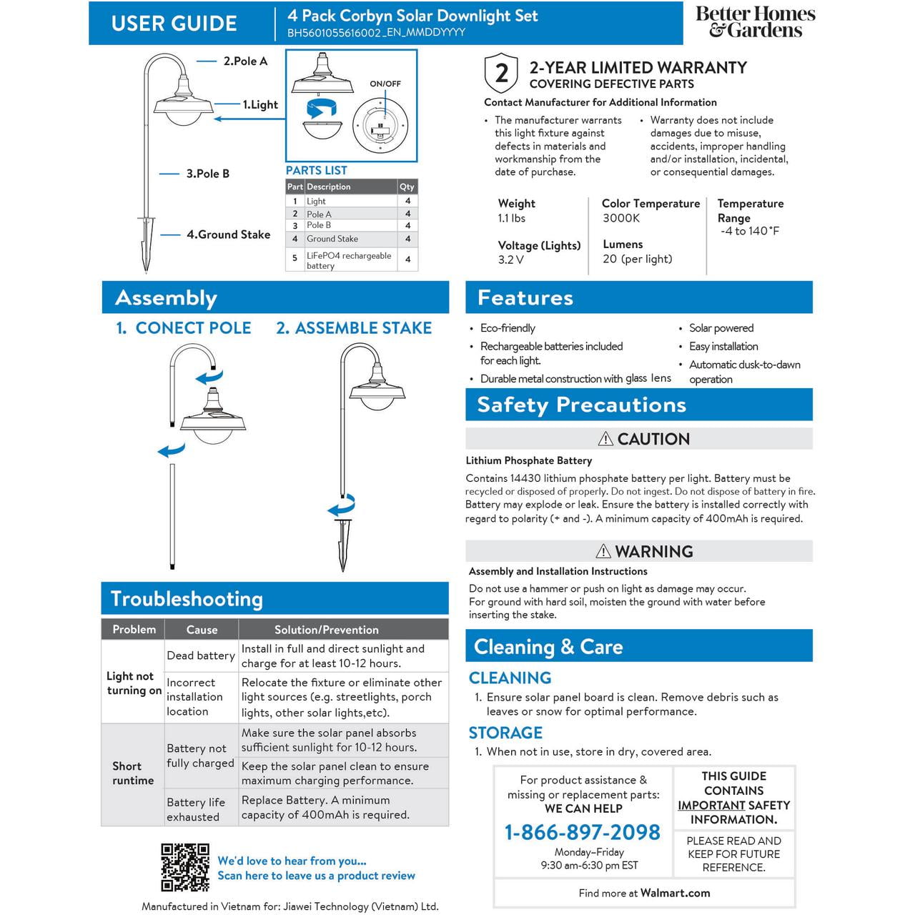 Corbyn Solar LED Pathway Light – Matte Black, 20 Lumens