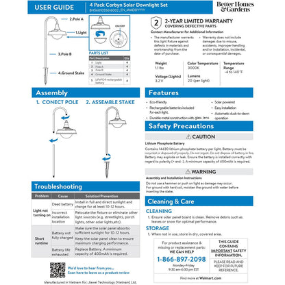 Corbyn Solar LED Pathway Light – Matte Black, 20 Lumens