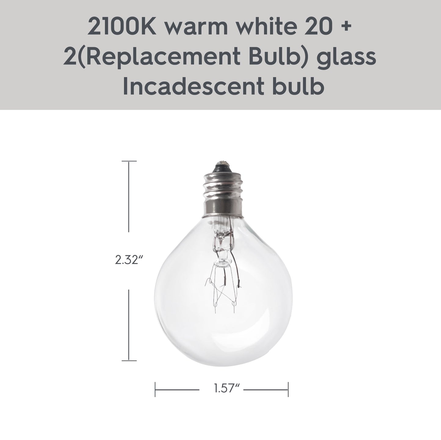 Better Homes & Gardens 20-Count G40 Clear Glass Globe Outdoor Patio String Lights