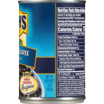 Bush's Black Beans, Canned Beans, 15 oz