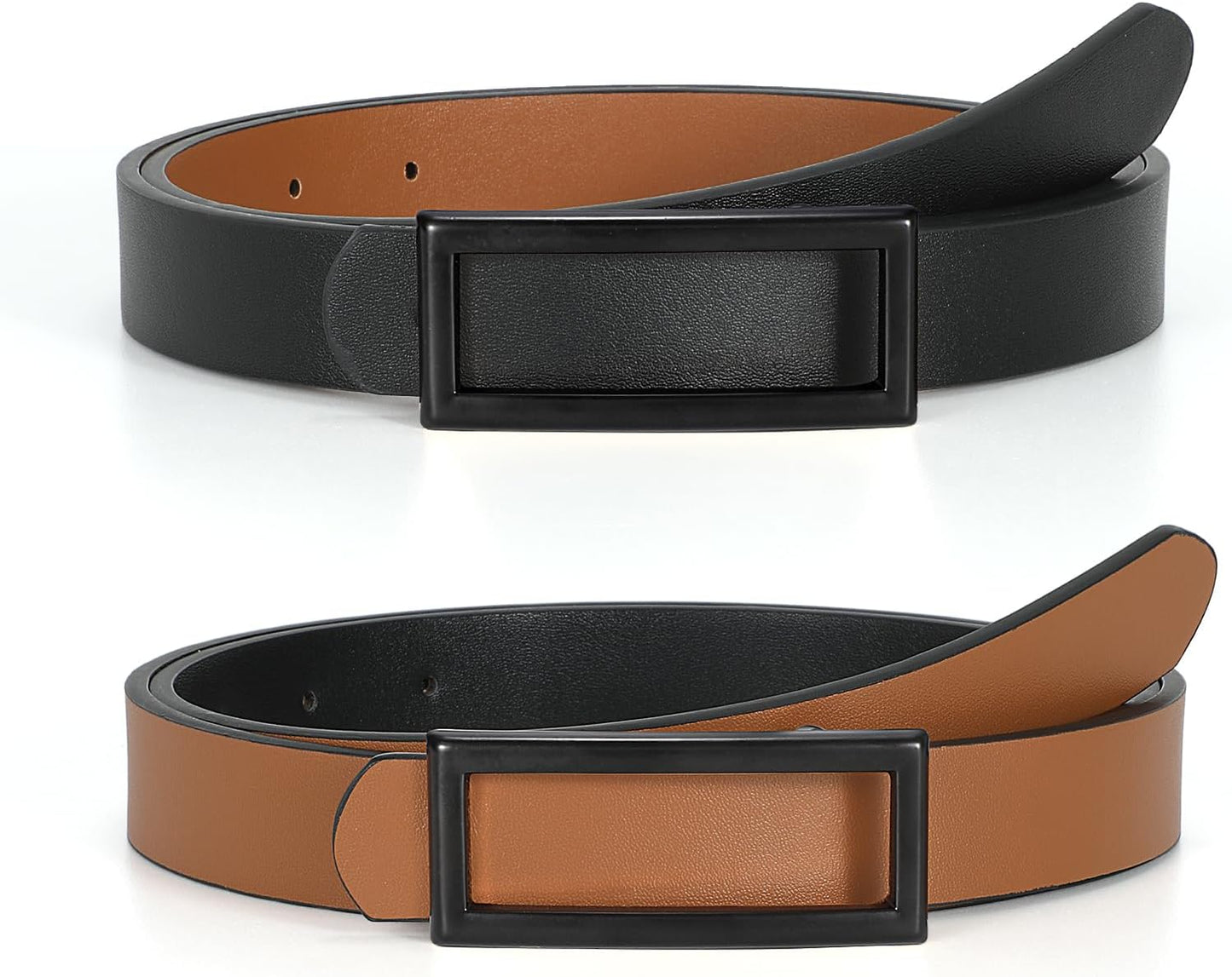 SUOSDEY Women Reversible Leather Belts for Jeans Pants Dresses Ladies Fashion Belts with Gold Buckle, 0.9" Width