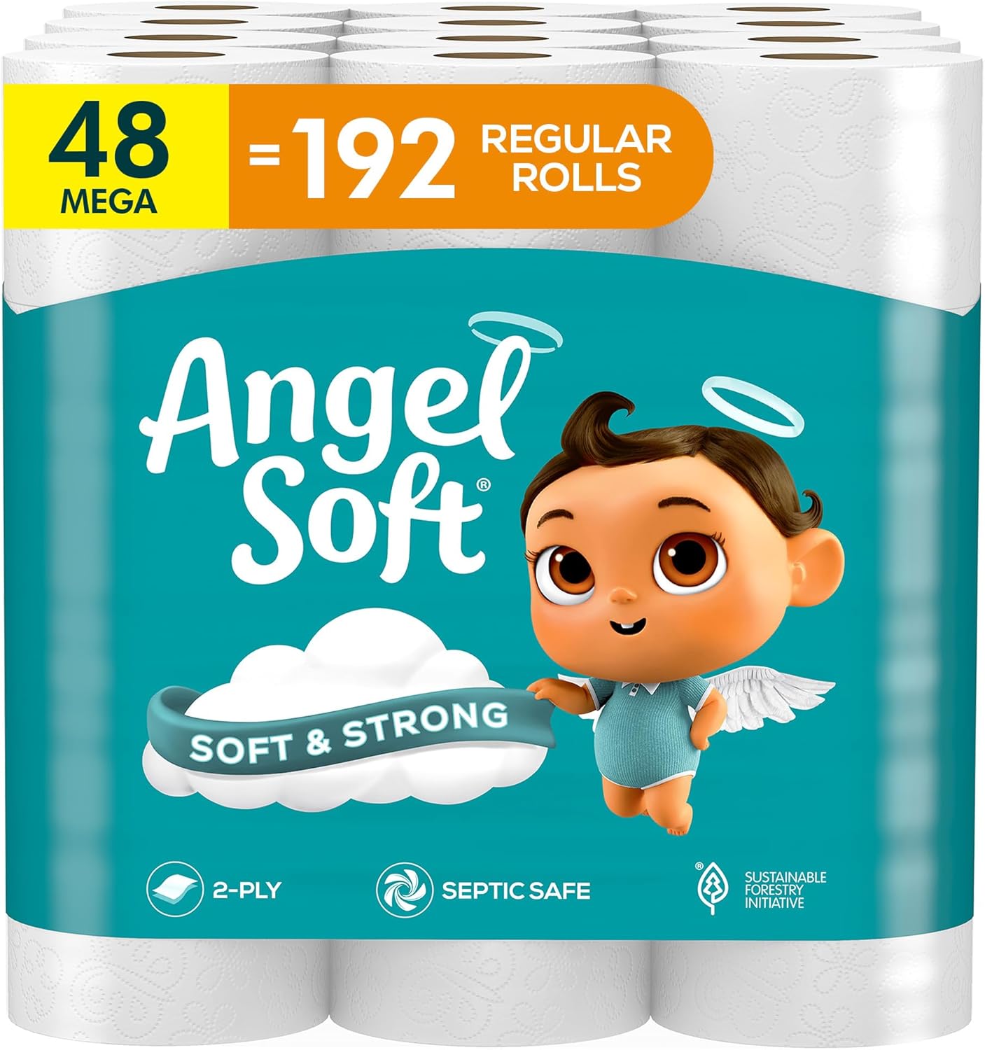 Angel Soft Toilet Paper, 4 Mega Rolls (16 Count), Soft & Strong
