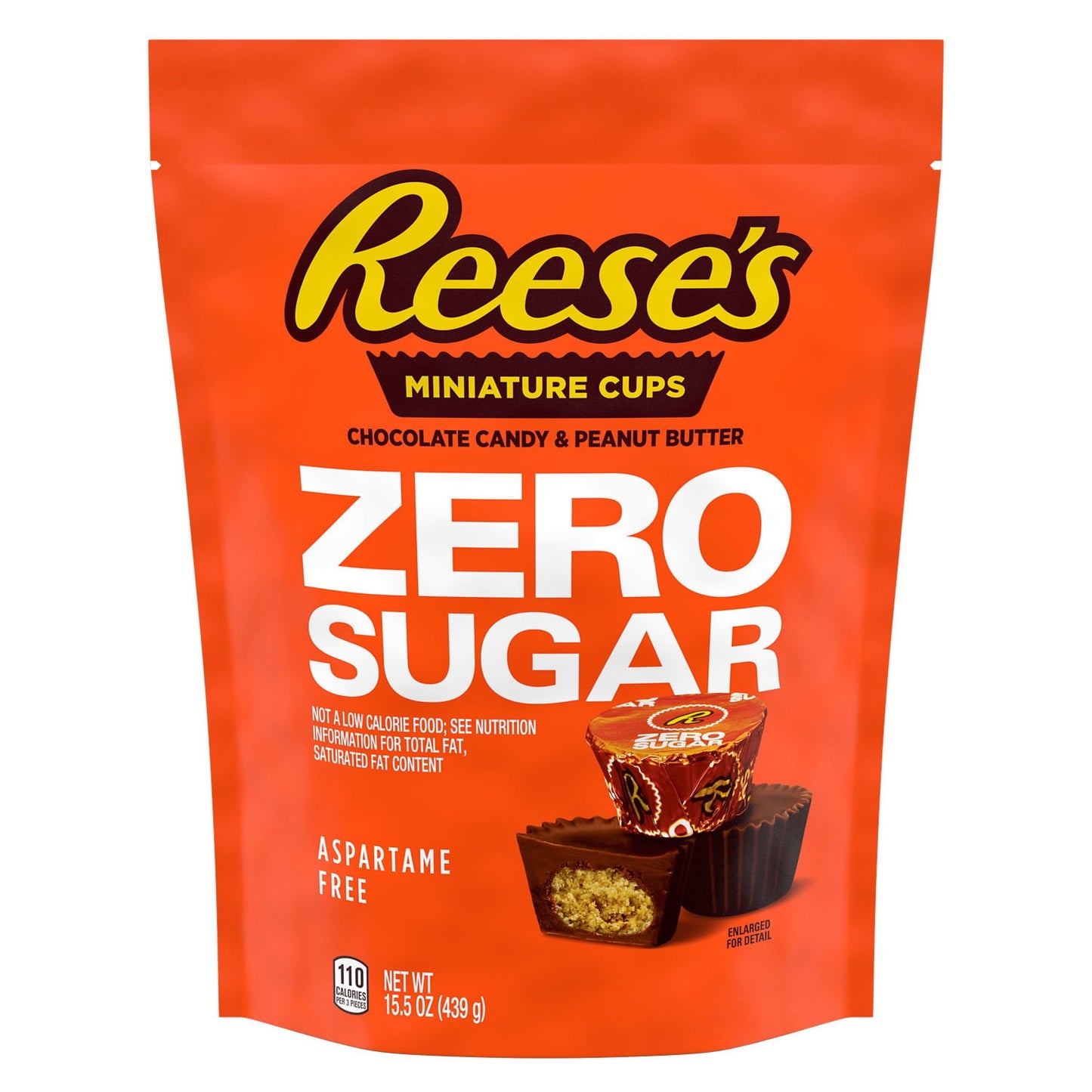 Reese's Zero Sugar Miniatures Chocolate Peanut Butter Cups Candy, Bag 15.5 oz