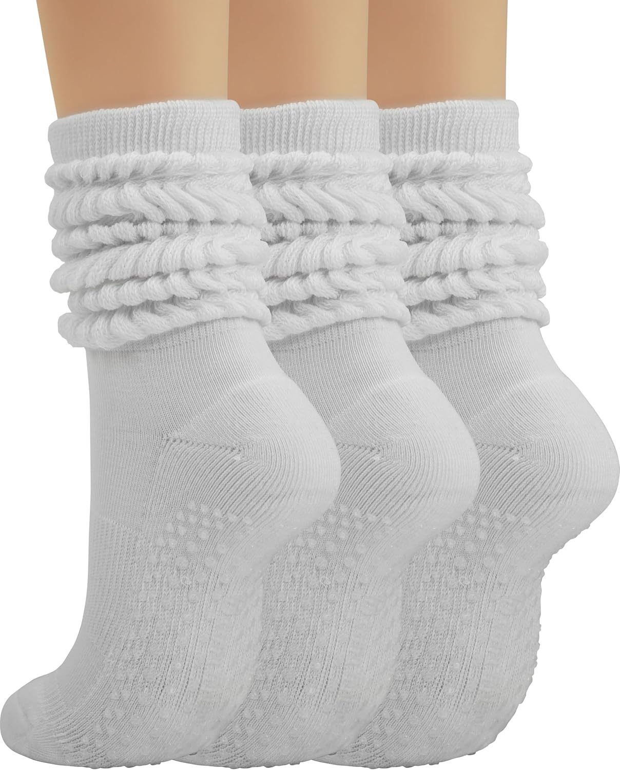 BomKinta Pilates Socks with Grips for Women - Yoga Grippy Slouch Scrunch Sock - Slipper Socks for Barre Workout Hospital