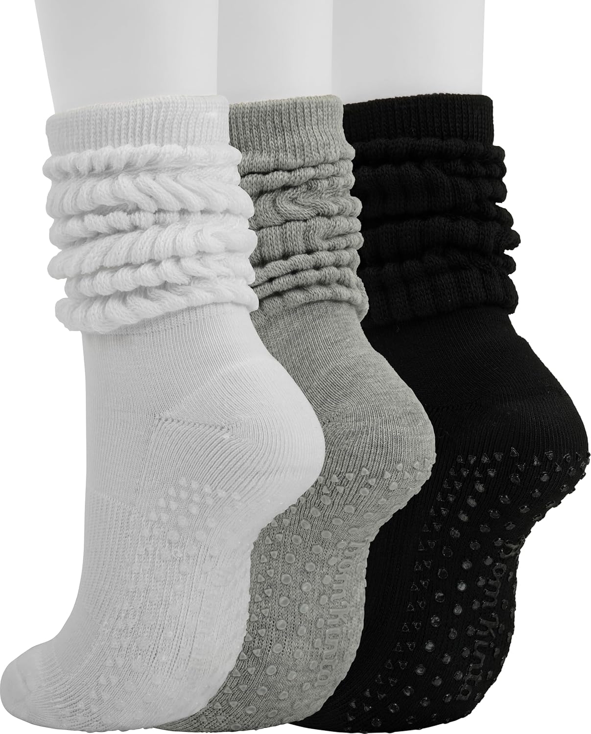BomKinta Pilates Socks with Grips for Women - Yoga Grippy Slouch Scrunch Sock - Slipper Socks for Barre Workout Hospital