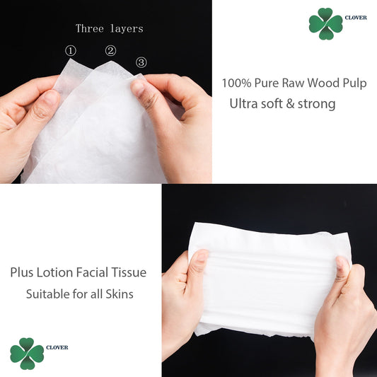 Clover Cylinder Facial Tissues for Car, Small Space,4 Tubes 3-Ply 200 Count Travel Tissus