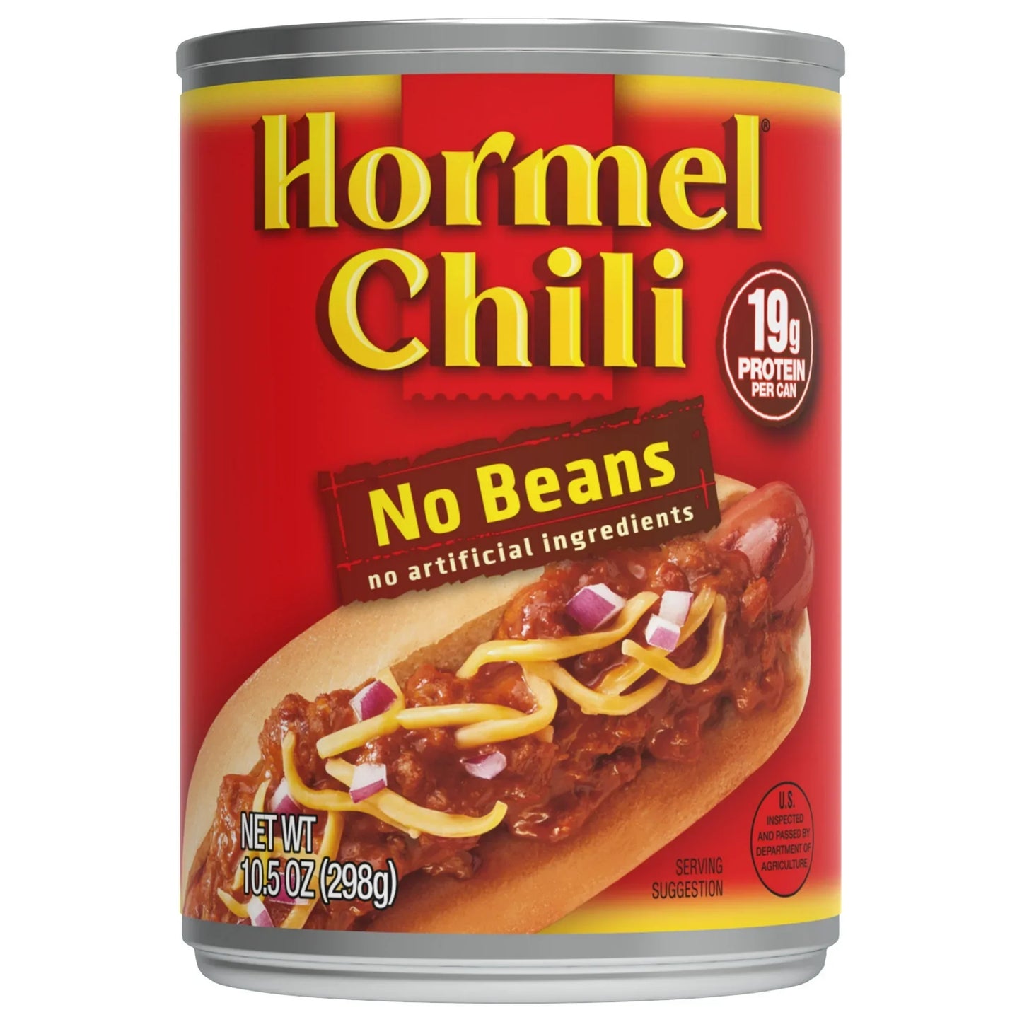 HORMEL Chili, Beef and Pork, No Beans Canned Chili, No Artificial Ingredients, Shelf-Stable, 10.5 oz Steel Can