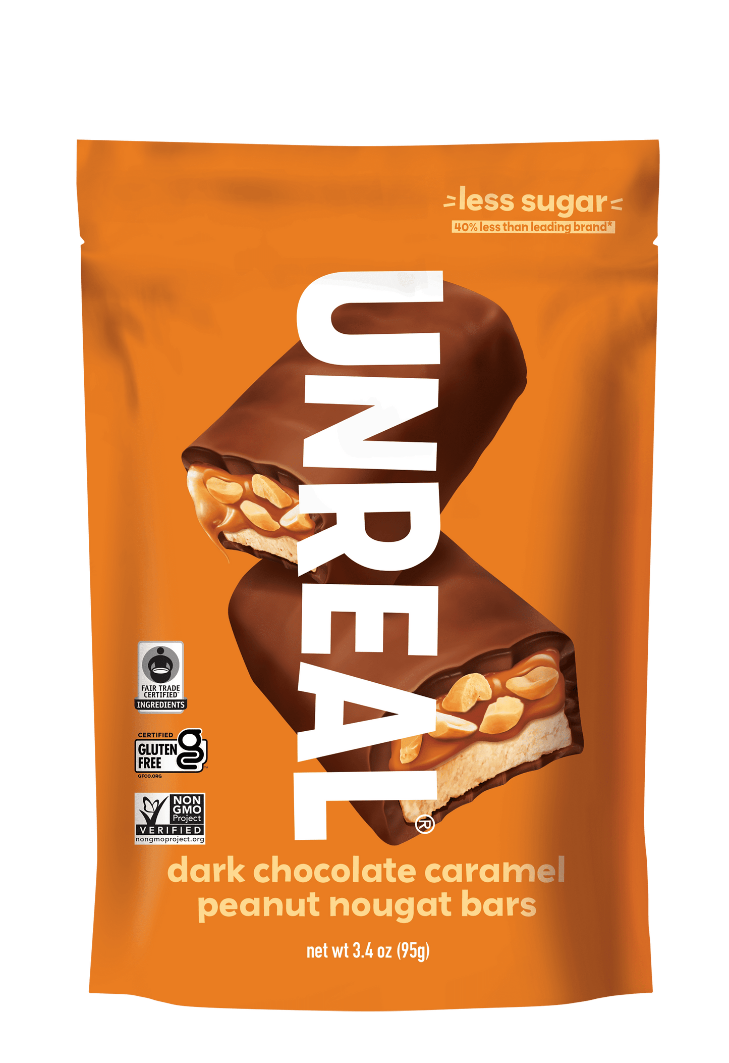 UNREAL Dark Chocolate Caramel Peanut Nougat Bars, 3.4oz