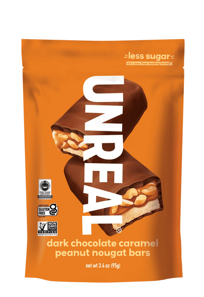 UNREAL Dark Chocolate Caramel Peanut Nougat Bars, 3.4oz