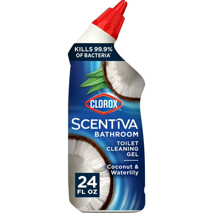 Clorox Scentiva Bathroom Toilet Cleaning Gel, Coconut and Waterlily, 24 Fluid Ounces