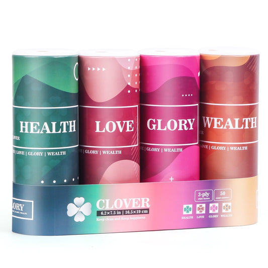 Clover Cylinder Facial Tissues for Car, Small Space,4 Tubes 3-Ply 200 Count Travel Tissus