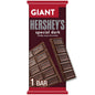 Hershey's Special Dark Mildly Sweet Chocolate Giant Candy, Bar 7.56 oz, 25 Pieces