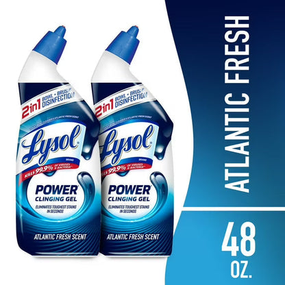 Lysol® Power Toilet Bowl Cleaner Gel, Cleaning, Disinfecting and Stain Removal, 24 oz, 2 Pack