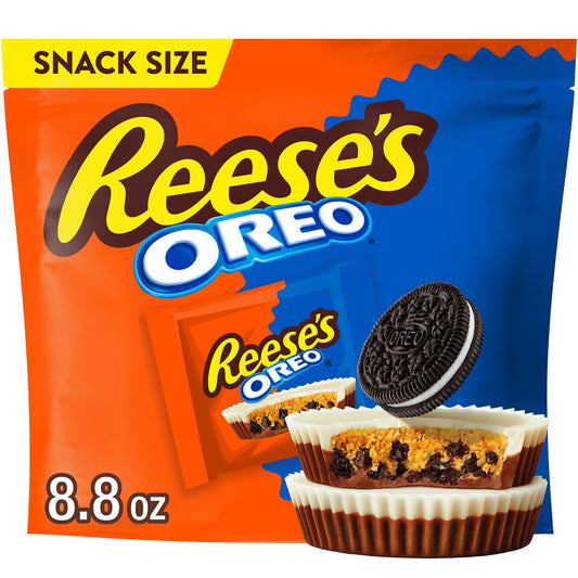 Reese's OREO Milk Chocolate and White Creme Snack Size Peanut Butter Cups Candy, Bag 8.8 oz